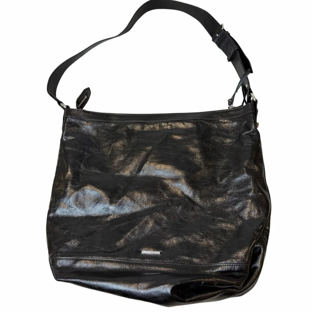 Rebecca Minkoff Regan Black Genuine Leather Tote Shoulder Bag Top Zip strap - Picture 9 of 10
